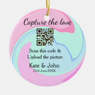 Décoration En Céramique Capturez l'amour ajouter QR scan marbre rose bleu