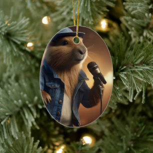 Décoration En Céramique "Capybara Cowboy : Serenading the Wild West"