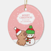 Décoration En Céramique Capybara Et Snowman Mets Joyeux Noël (Gauche)