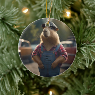 Décoration En Céramique "Capybara Mechanic : Grease, engrenages et Good Vi
