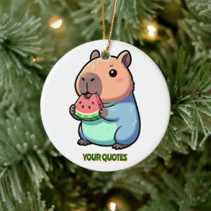 Décoration En Céramique Capybara Mignon Mangeant de la Pastèque