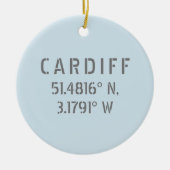 Décoration En Céramique Cardiff Wales Latitude & Longitude Personnalisé (Devant)
