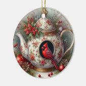 Décoration En Céramique Cardinal des oiseaux de théière 5 (Gauche)