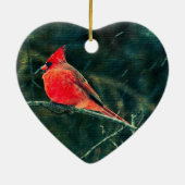 Décoration En Céramique Cardinal d'hiver en tempête de neige - Amélioré (Dos)