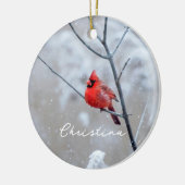 Décoration En Céramique Cardinal rouge d'hiver en neige (Gauche)