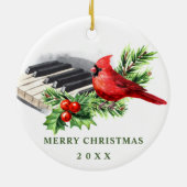 Décoration En Céramique Cardinal Rouge Holly Berry Noël (Dos)