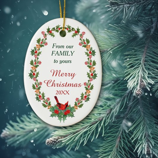 Décoration En Céramique Cardinal Rouge Holly Christmas Cookie