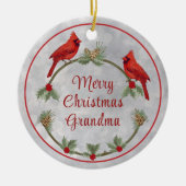 Décoration En Céramique Cardinaux d'hiver et pins (Devant)