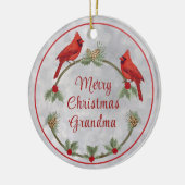 Décoration En Céramique Cardinaux d'hiver et pins (Gauche)