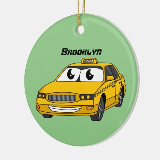 Décoration En Céramique Caricature amusante de taxi jaune mignon (Gauche)