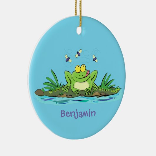 Décoration En Céramique Caricature de grenouille vert mignon (Droite)