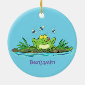 Décoration En Céramique Caricature de grenouille vert mignon (Dos)