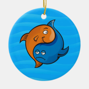 Décoration En Céramique Caricature de poisson Yin Yang