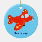 Décoration En Céramique Caricature de vol d'avion rouge mignon (Dos)
