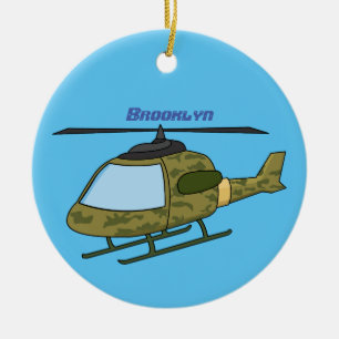 Décoration En Céramique Caricature d'hélicoptère camoflage de l'armée