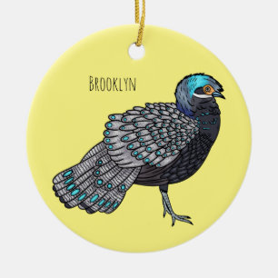 Décoration En Céramique Caricature d'oiseau de faisan paon de Bornéo