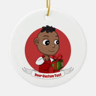 Décoration En Céramique Caricature pour bébé afro-américain de Noël
