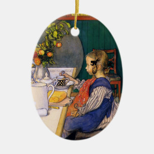 Décoration En Céramique Carl Larsson Petit déjeuner malheureux de Late Ris