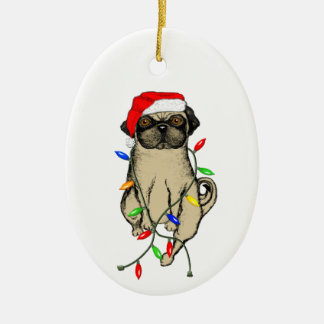 Décoration En Céramique Carlin Chien Bah Humpug Funny Noël