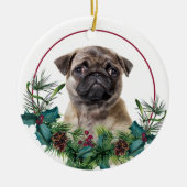 Décoration En Céramique Carlin Chien Chien Chien À feuillage persistant Be (Devant)