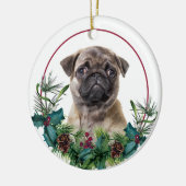Décoration En Céramique Carlin Chien Chien Chien À feuillage persistant Be (Gauche)