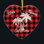 Décoration En Céramique Carlsbad California Beach Palm Tree Red Plaid<br><div class="desc">Carlsbad California Beach Palm Tree Red Plaid Heart Ornament</div>