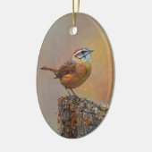 Décoration En Céramique Carolina Wren Peinture d'oiseaux sur mesure Année (Gauche)