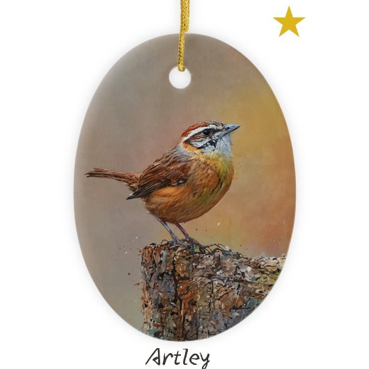 Décoration En Céramique Carolina Wren Peinture d'oiseaux sur mesure Année
