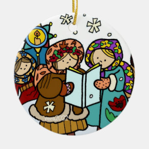 Décoration En Céramique Carollers de Noël ukrainiens Folk Art Ceramic Orn
