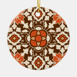 Décoration En Céramique Carrelage Floral marocain, Brown, Rust et Beige