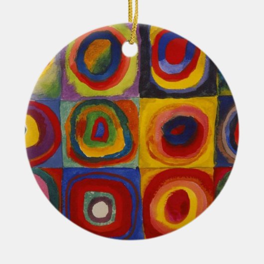 Décoration En Céramique Carrés avec cercles concentriques (Devant)