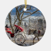 Décoration En Céramique Carriage Horses à Central Park Snow (Devant)