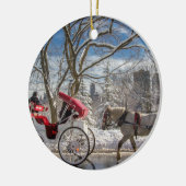 Décoration En Céramique Carriage Horses à Central Park Snow (Gauche)