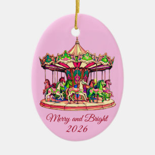 Décoration En Céramique Carrousel de Noël aux rayures de bonbon