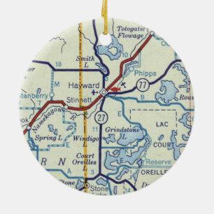 Décoration En Céramique Carte ancienne Hayward WI