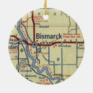 Décoration En Céramique Carte Bismarck ND Vintage