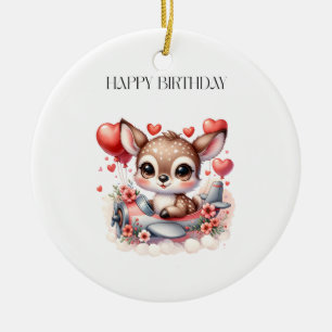 Décoration En Céramique Carte d'anniversaire de pilote de cerf