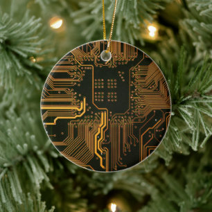 Décoration En Céramique Carte de circuit imprimé orange nerd Geek Out Élec
