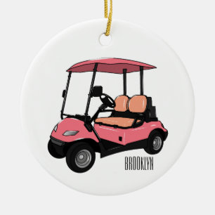 Décoration En Céramique Carte de golf / dessin animé en voiturette de golf