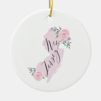 Décoration En Céramique Carte de l'état de l'aquarelle NJ rose Fille