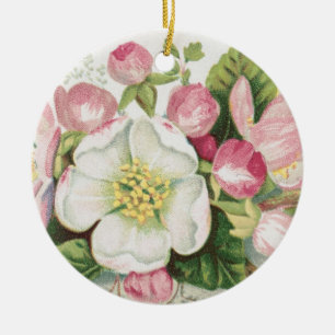 Décoration En Céramique Carte de Noël vintage rétro, Fleurs de pommier