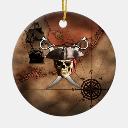 Décoration En Céramique Carte de pirate (Devant)