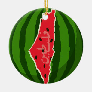 Décoration En Céramique Carte du drapeau de la pastèque palestinienne. Pal
