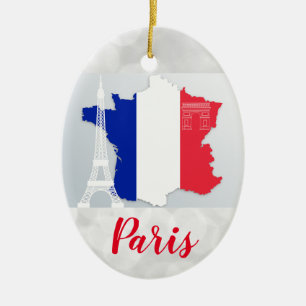 Décoration En Céramique Carte du Drapeau de la Tour Eiffel Paris France No