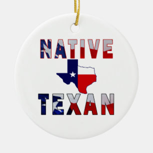 Décoration En Céramique Carte du drapeau texan natif