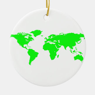 Décoration En Céramique Carte du monde blanc vert