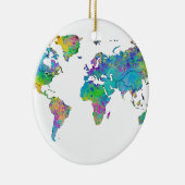 Décoration En Céramique Carte du monde de l'aquarelle (Droite)