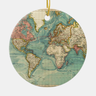 Décoration En Céramique Carte du monde vintage