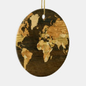 Décoration En Céramique Carte en bois du monde (Droite)