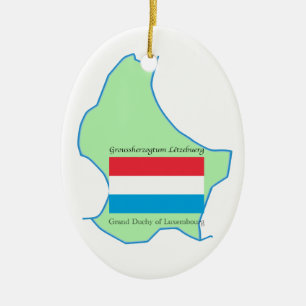 Décoration En Céramique Carte et drapeau d'ornement du luxembourgeois